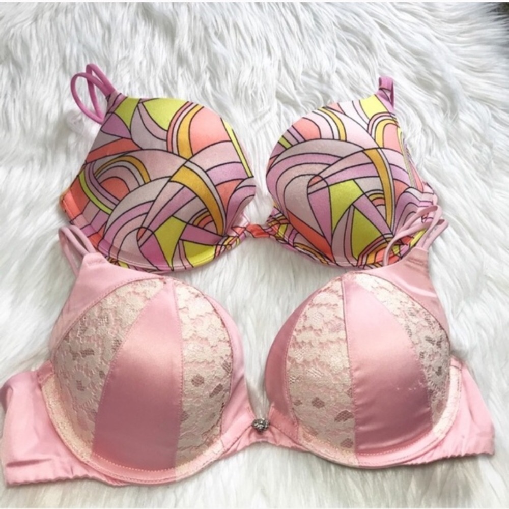 2 Victoria’s Secret Push Up Bra Bundle 32C PINK